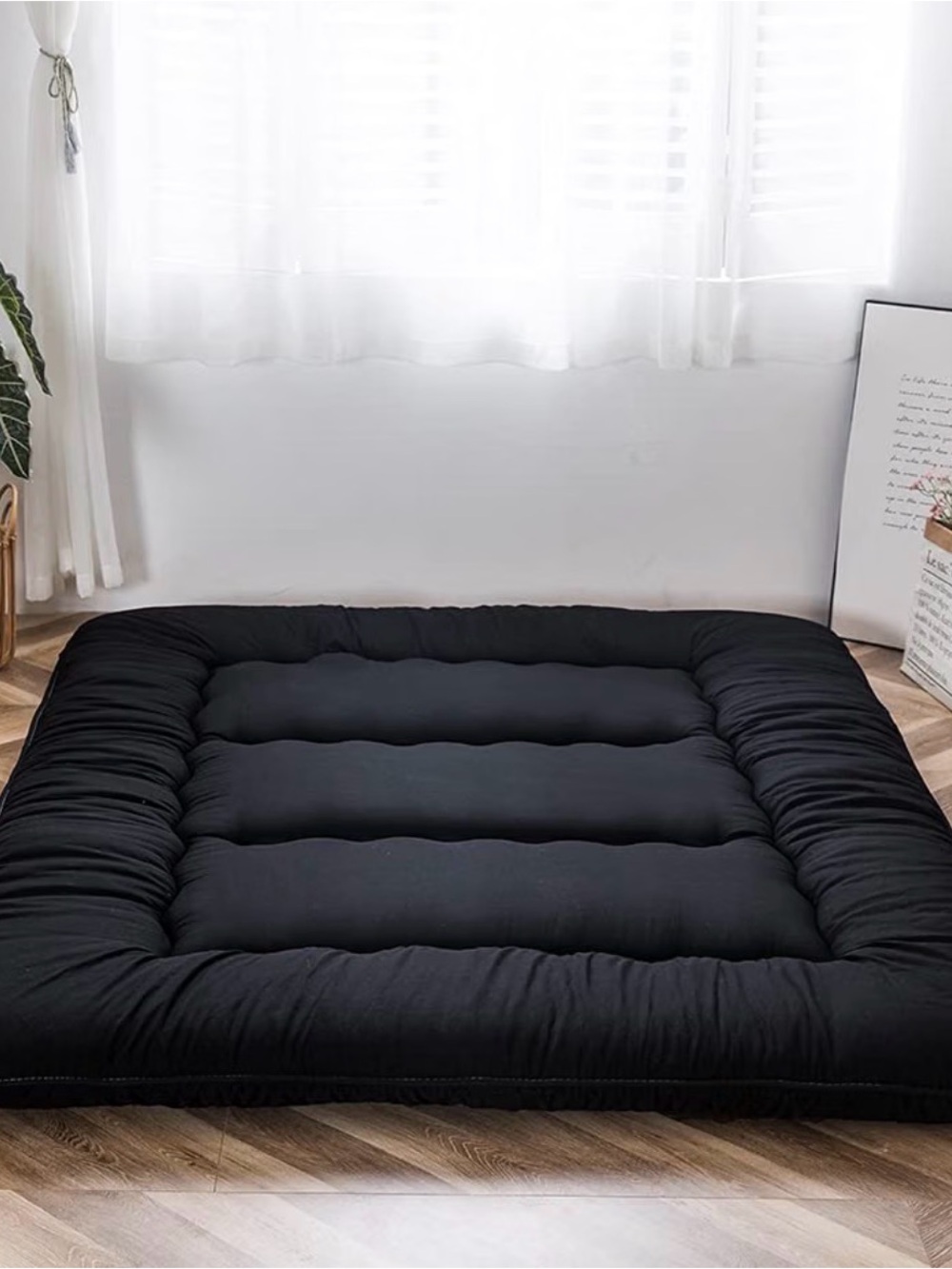 Ultra-Soft Quilted Futon Mattress Cover — Black